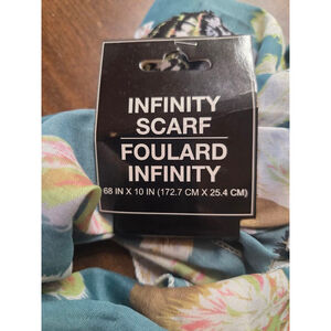 Women's Unbranded Teal Multi-color Feather Print Infinity Scarf One Size